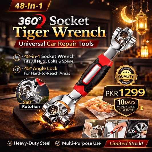 48-In-1 360 Degree Socket Tiger Wrench Spline Bolts Universal Car Repair Tools