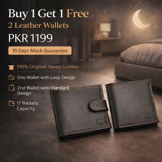 Buy 1 Get 1 Free Original Leather Men Wallet with 17 Pockets