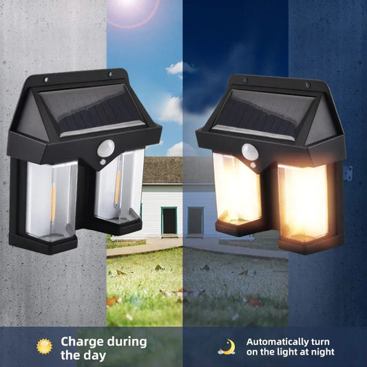 Dual Solar Motion Sensor Light Waterproof IP65 with Remote for Outdoor Home Garden Wall Compound Entrance Automatic Lamp